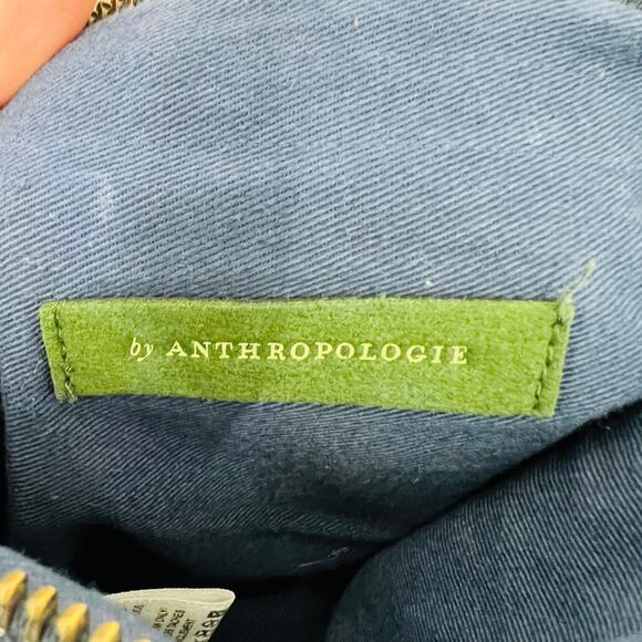 Anthropologie Beaded Embroidered Monogram Striped Pouch - Picture 5 of 7